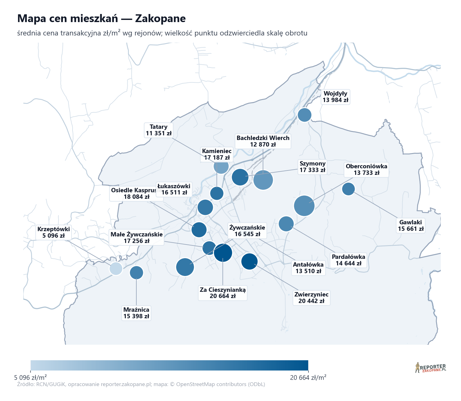 Mapa cen mieszkań - Zakopane