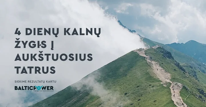 Grafika promocyjna wydarzenia 4 dienų Kalnų žygis į Aukštuosius Tatrus 2026: czterodniowa górska wyprawa z Zakopanego