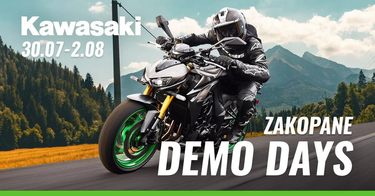 Grafika promocyjna wydarzenia Kawasaki Demo Days Zakopane: jazdy testowe