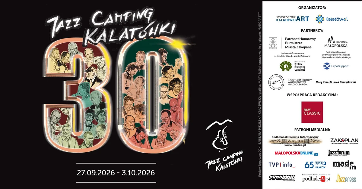 Grafika promocyjna wydarzenia Kino w trakcie Jazz Camping Kalatówki – seanse jazzowe