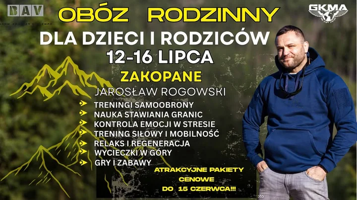 Grafika promocyjna wydarzenia Letni Rodzinny Obóz GKMA w Zakopanem 2026