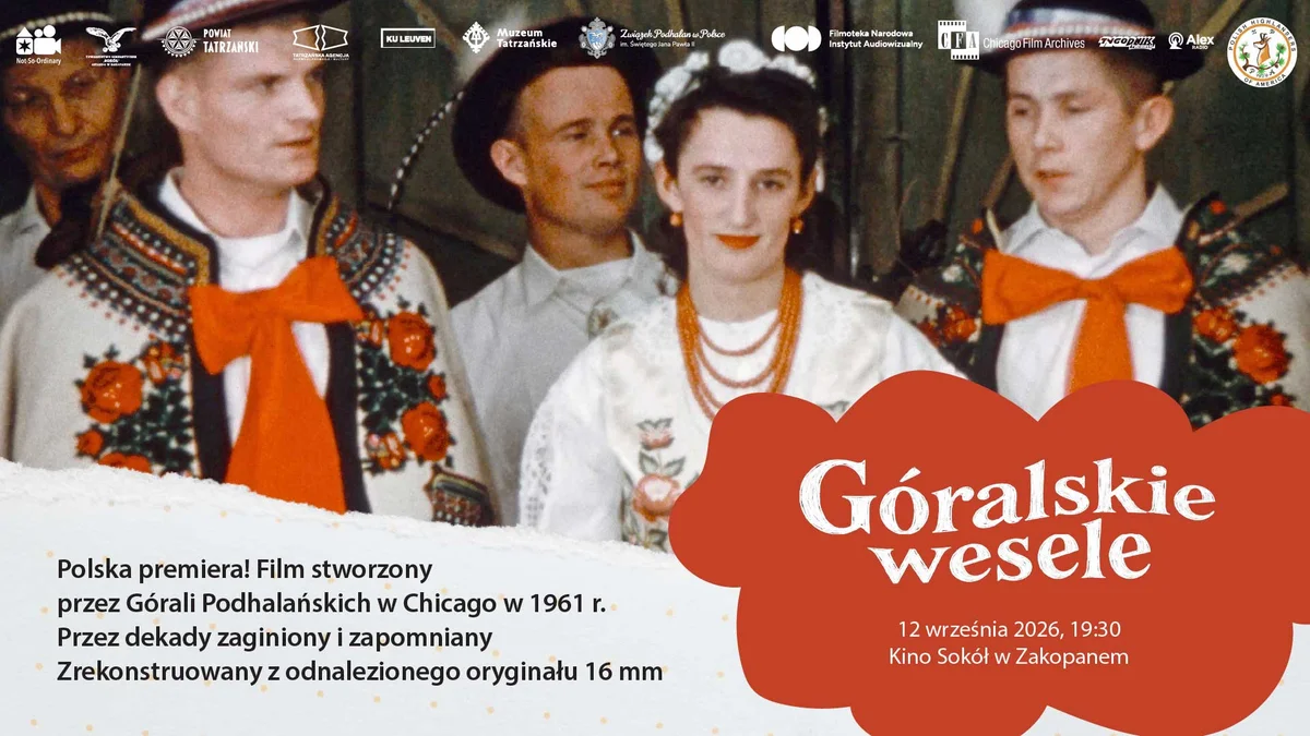 Grafika promocyjna wydarzenia Polska premiera filmu „Góralskie wesele” w Zakopanem