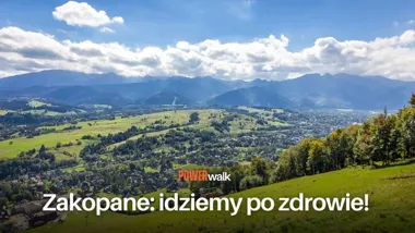 Grafika promocyjna wydarzenia Power Walk w Zakopanem: inspirujący spacer „Idziemy po zdrowie!”