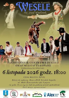Grafika promocyjna wydarzenia Spektakl „Wesele” Stanisława Wyspiańskiego w Zakopanem
