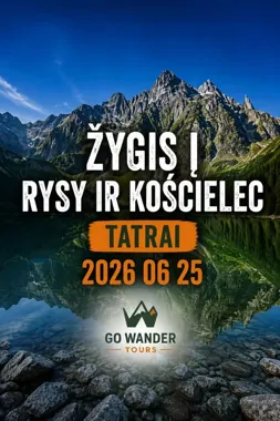 Grafika promocyjna wydarzenia Vasaros žygis Tatruose: Rysy i Kościelec – letnia wyprawa w Tatry z Zakopanego