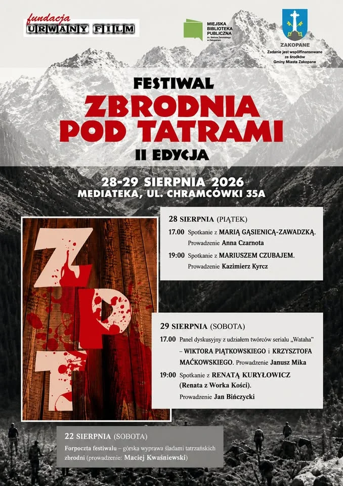 Grafika promocyjna wydarzenia ZBRODNIA POD TATRAMI 2026 w Zakopanem