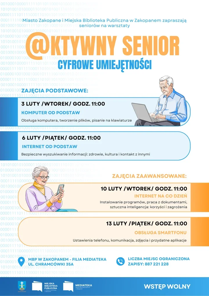 Seniorzy zyskają cyfrową pewność siebie - bezpłatne warsztaty w Zakopanem