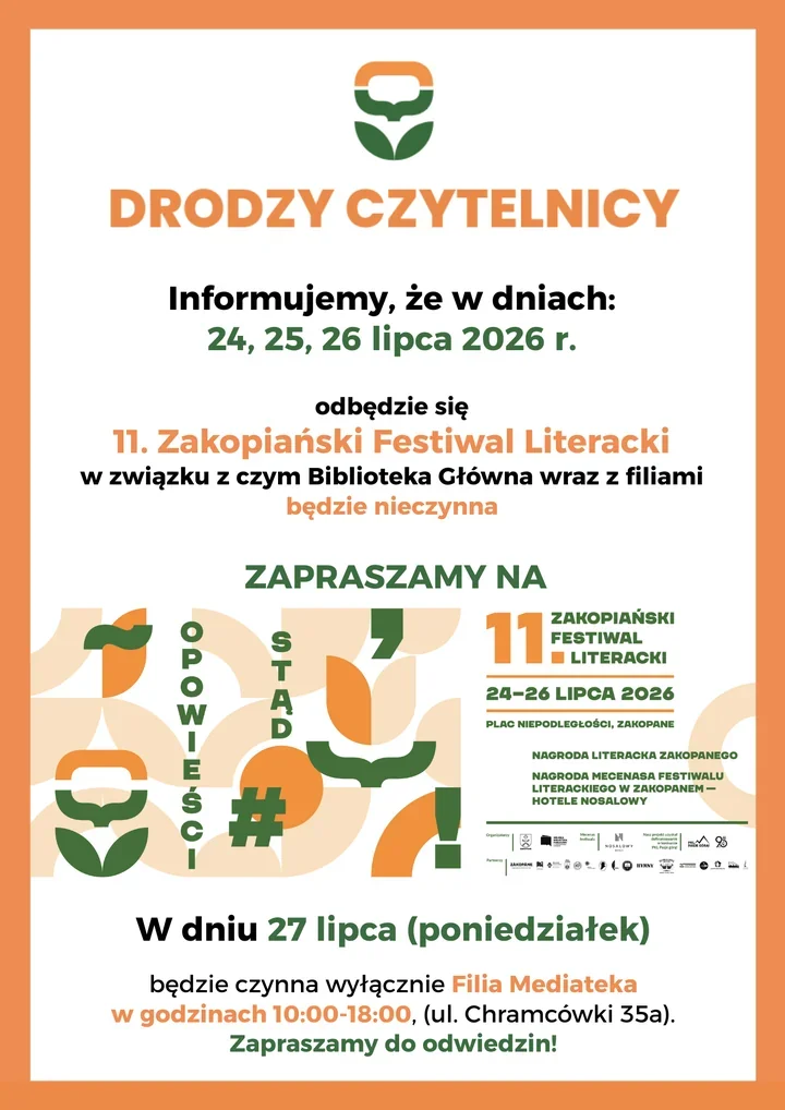 Zakopane na literackiej mapie lata - festiwal już 24 lipca