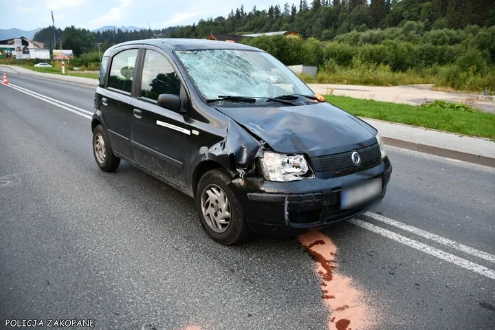 Rowerzysta zjechał pod Fiata w Poroninie. Miał blisko 3 promile