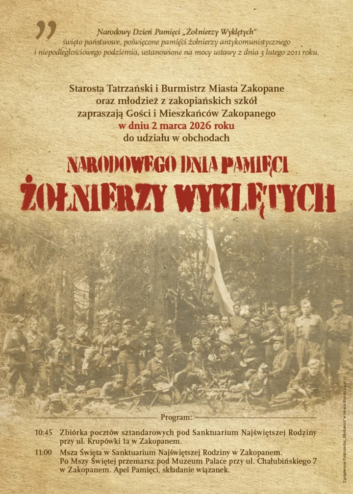Zakopane pamięta żołnierzy wyklętych – msza, przemarsz i apel przy Krupówkach