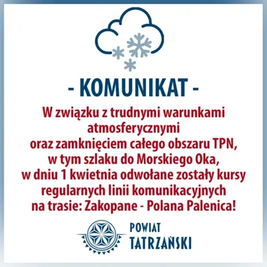 Autobusy do Palenicy znów nie ruszyły, bo Tatry wciąż zatrzymuje pogoda